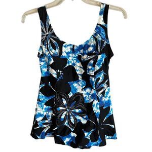 Shore Shapes Women's Floral‎ Tankini Swim Top Blue Size 12
